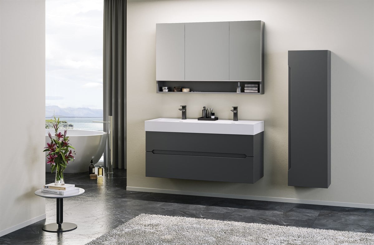 Orka Malta Antrasit 120 cm Banyo Dolabı