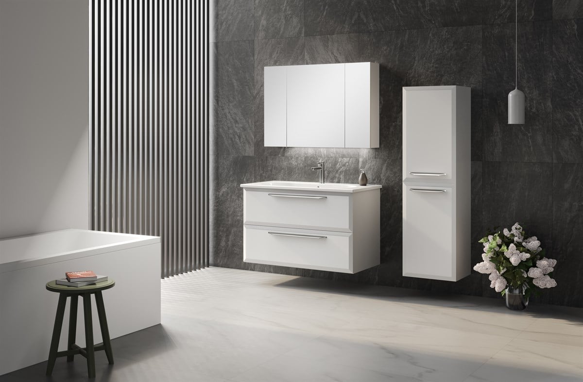 Orka Nuvola Shiny White Lake 100 cm Banyo Dolabı