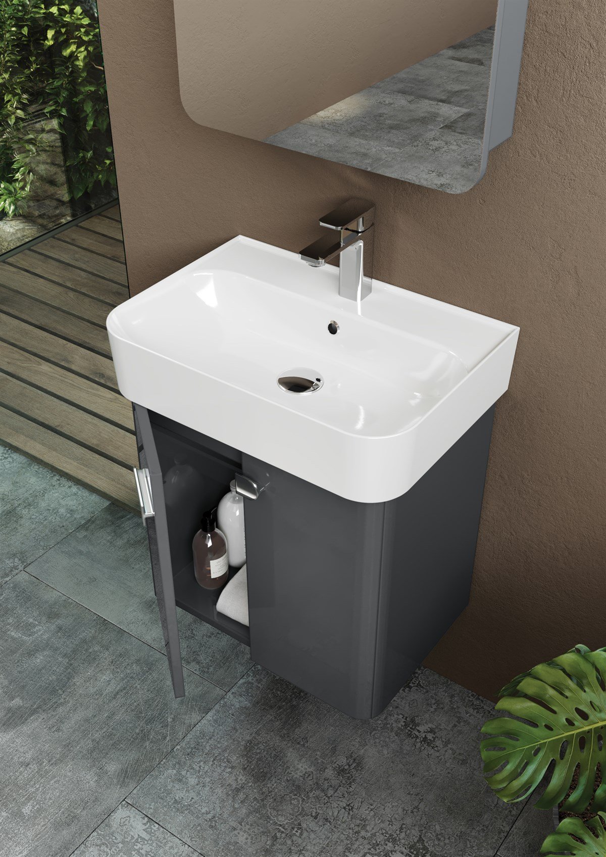 Orka Orbit Antrasit 55 cm Banyo Dolabı