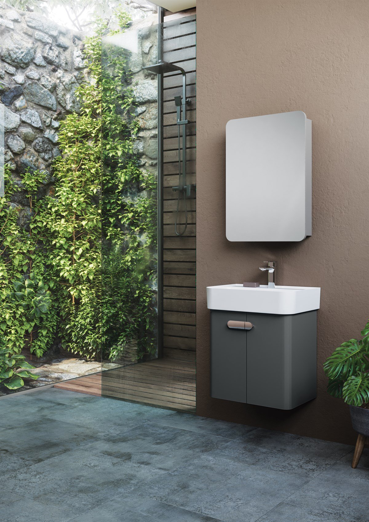 Orka Orbit Antrasit 55 cm Banyo Dolabı