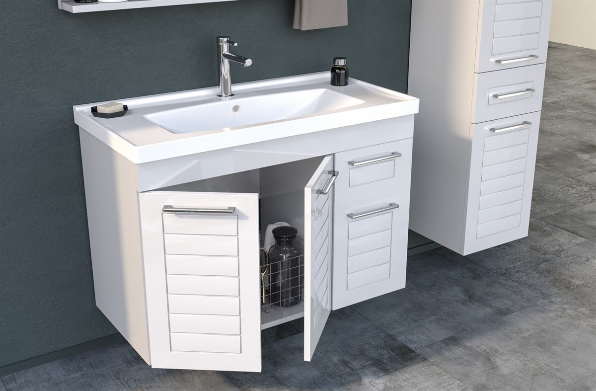 Orka Perge White 100 cm Banyo Dolabı