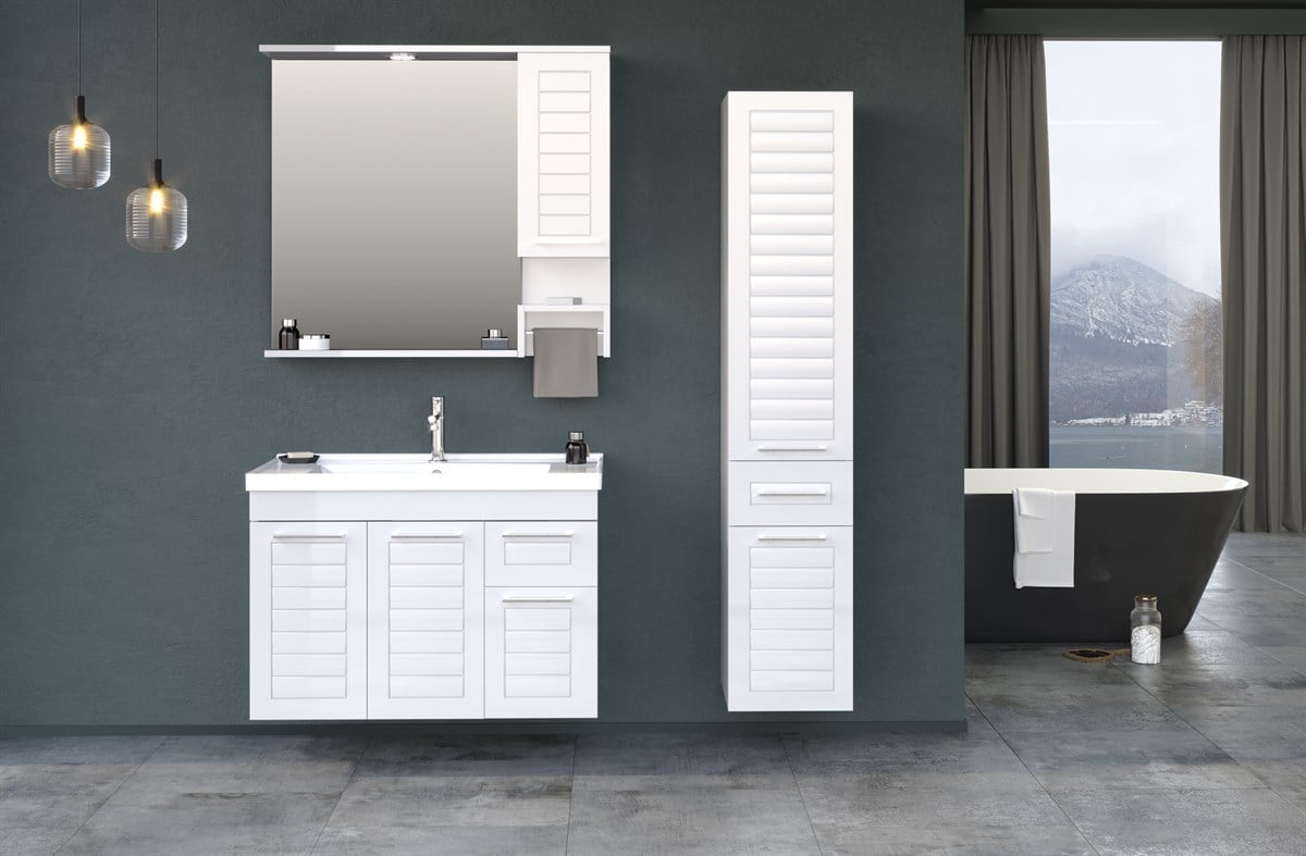 Orka Perge White 100 cm Banyo Dolabı