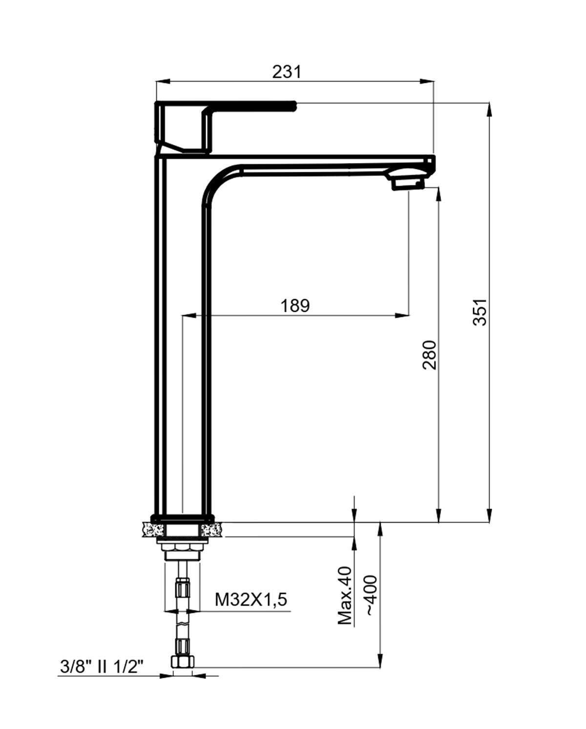 Orka Plus Blok Yüksek Lavabo Armatürü Vizon