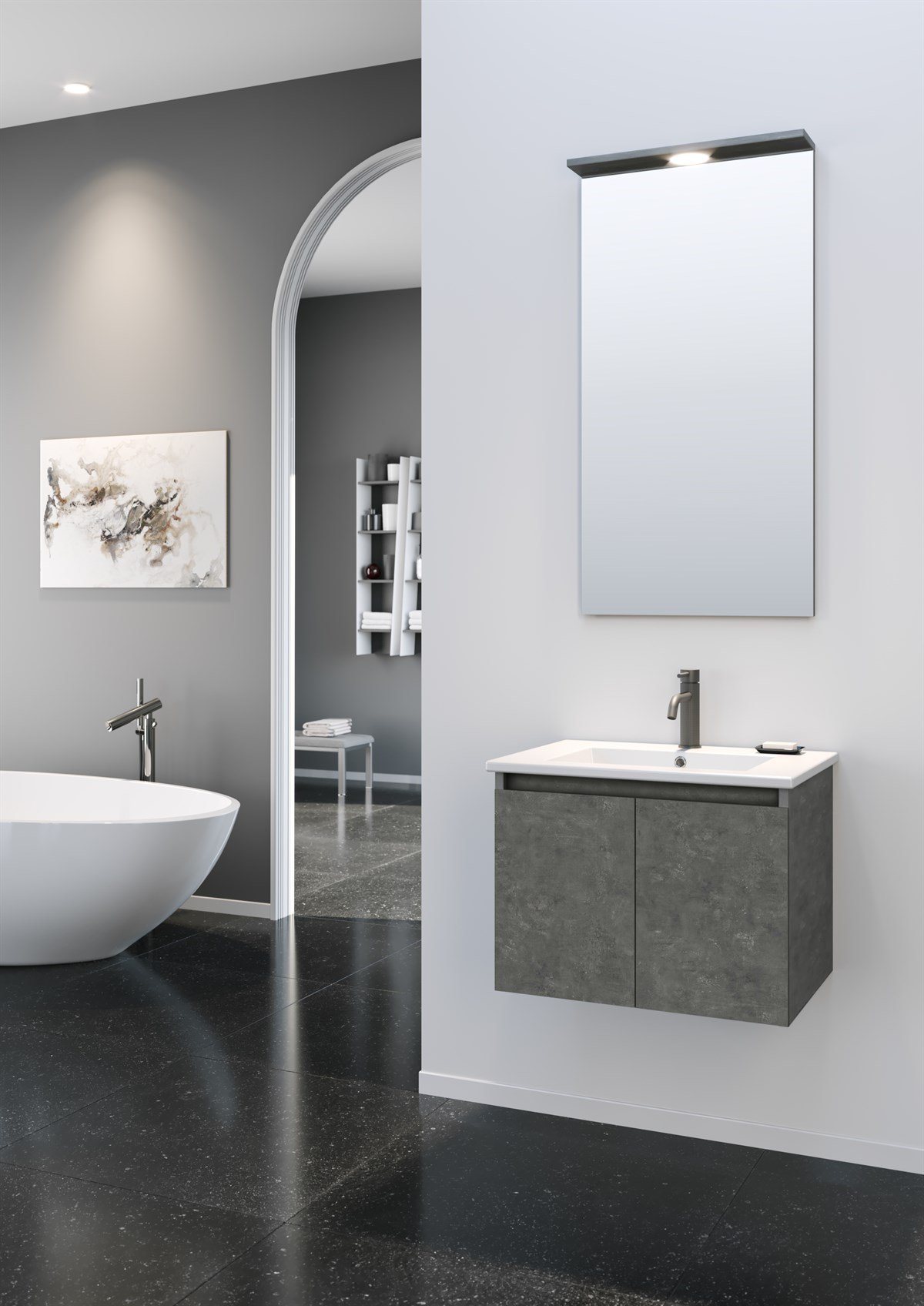 Orka Sidney Silver 60 cm Banyo Dolabı