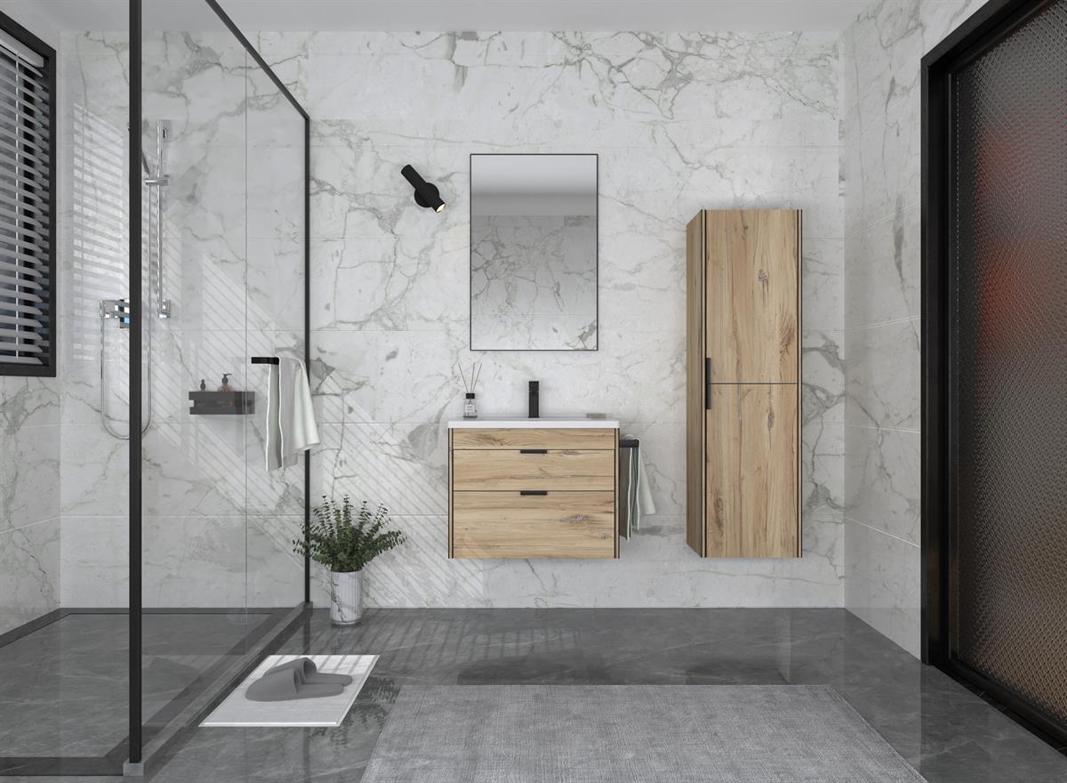 Orka Trio Çekmeceli Asma 65 cm Banyo Dolabı