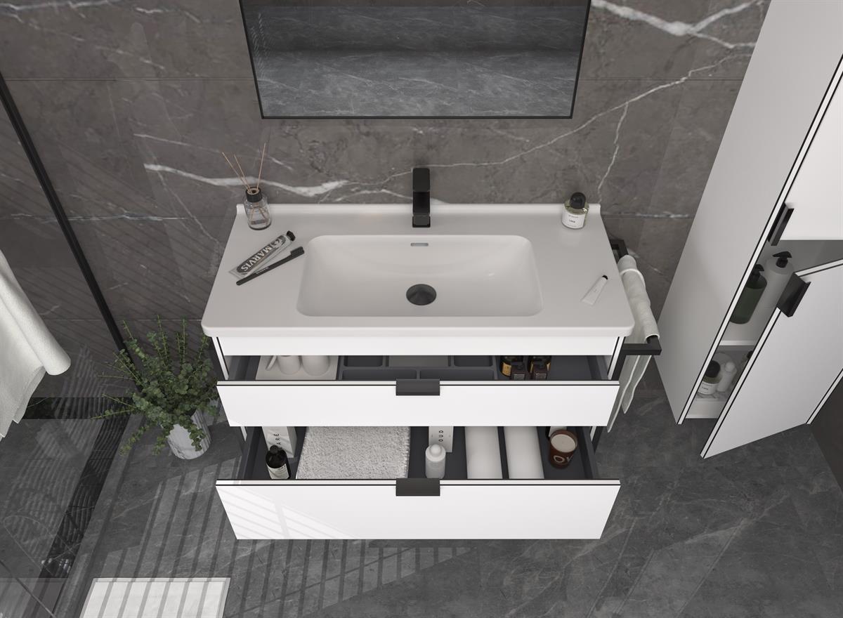 Orka Trio Çekmeceli Ayaklı 80 cm Banyo Dolabı