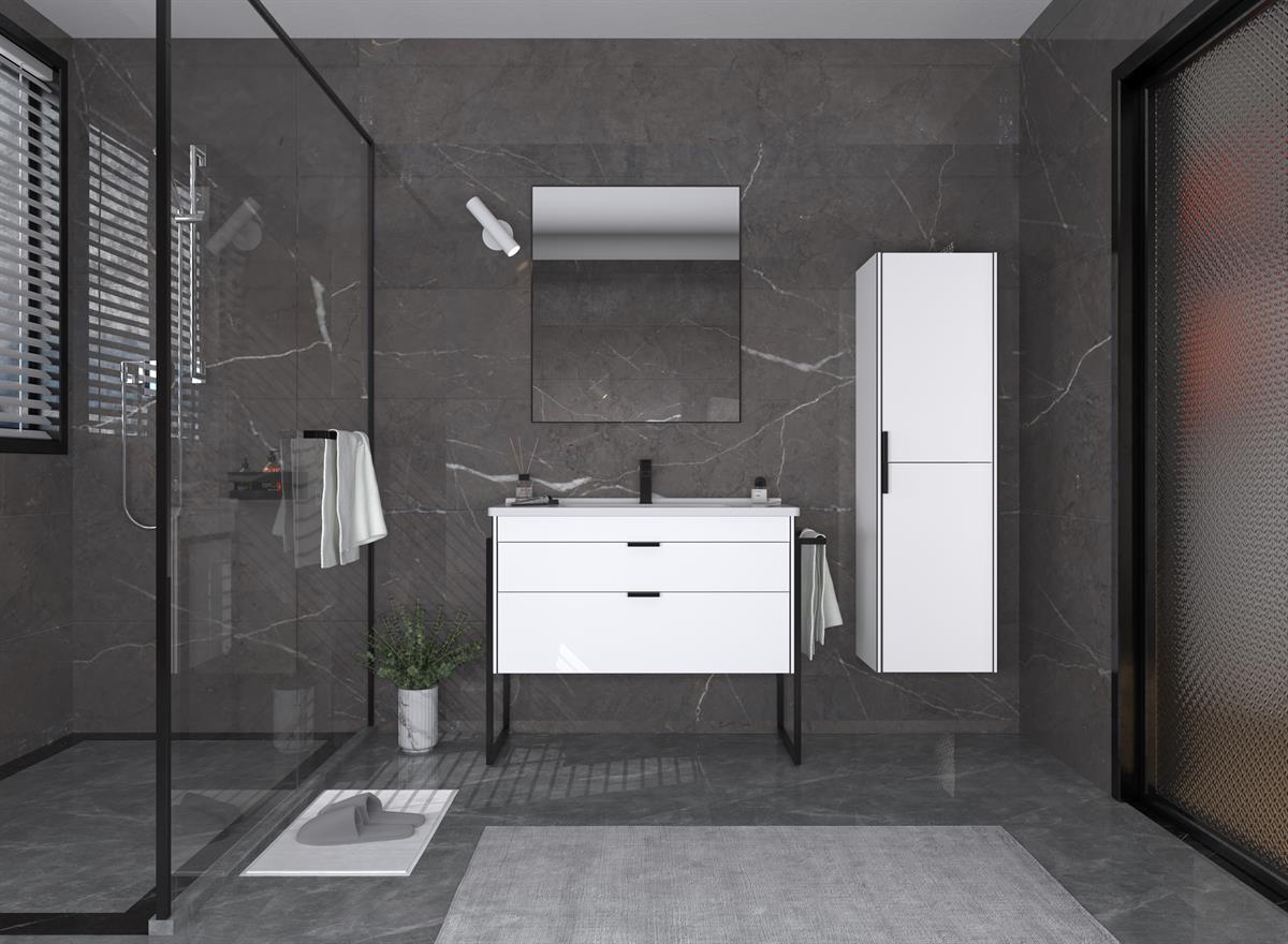 Orka Trio Çekmeceli Ayaklı 80 cm Banyo Dolabı