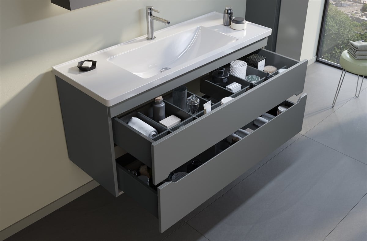 Orka Varna Antrasit Lake 120 cm Banyo Dolabı