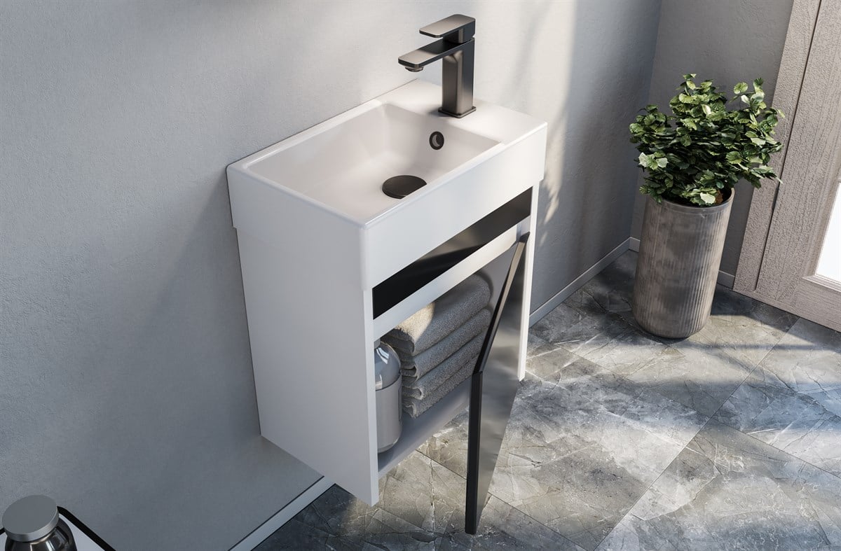 Orka Yedisu Shiny Black 45 cm Banyo Dolabı