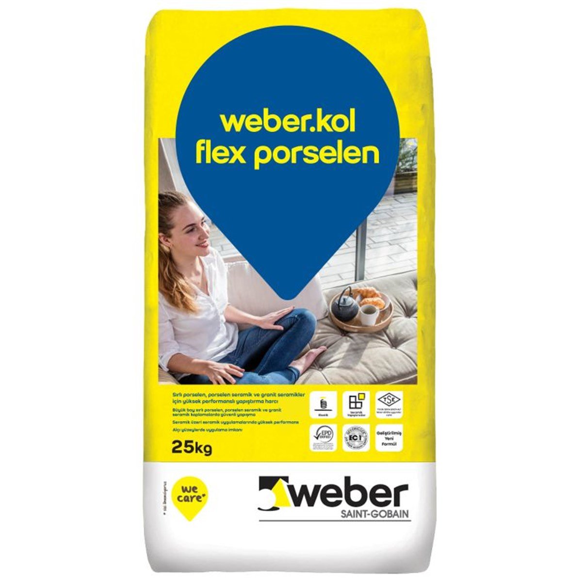 Weber Kol Flex Porselen Seramik Yapıştırıcısı Gri 25 KG