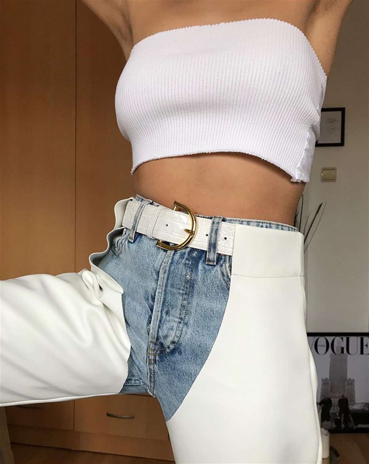 BEYAZ VEGAN DERİ CHAPS PANTOLON