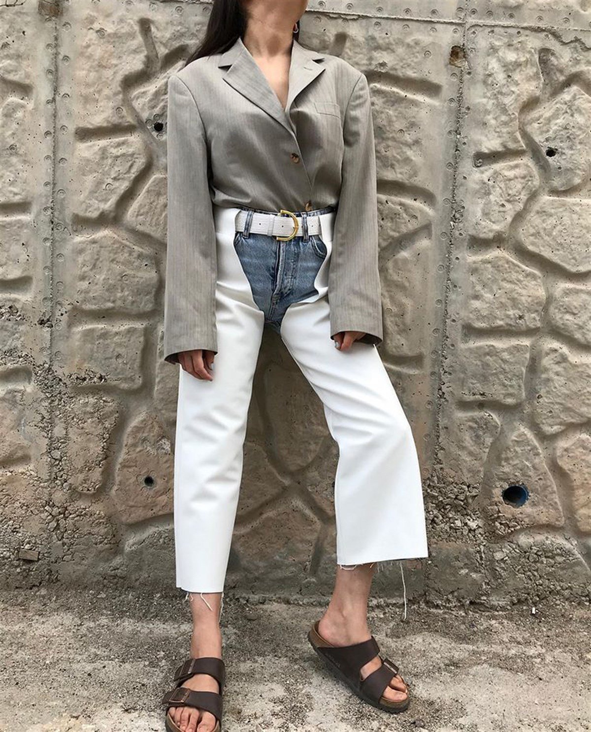 BEYAZ VEGAN DERİ CHAPS PANTOLON