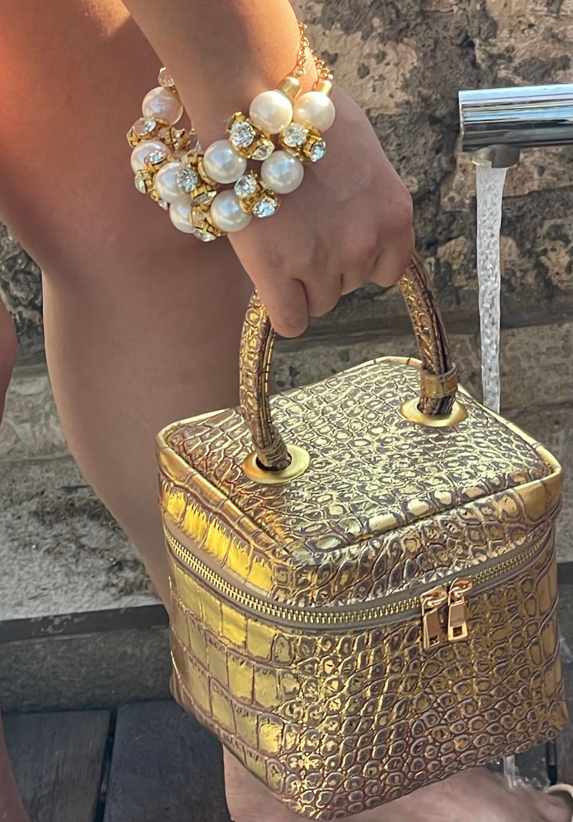 GOLD MİNİ KROKODİL ÇANTA