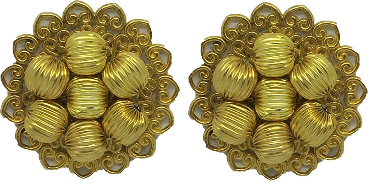 GOLD YUVARLAK FORMLU BONCUKLU KÜPE