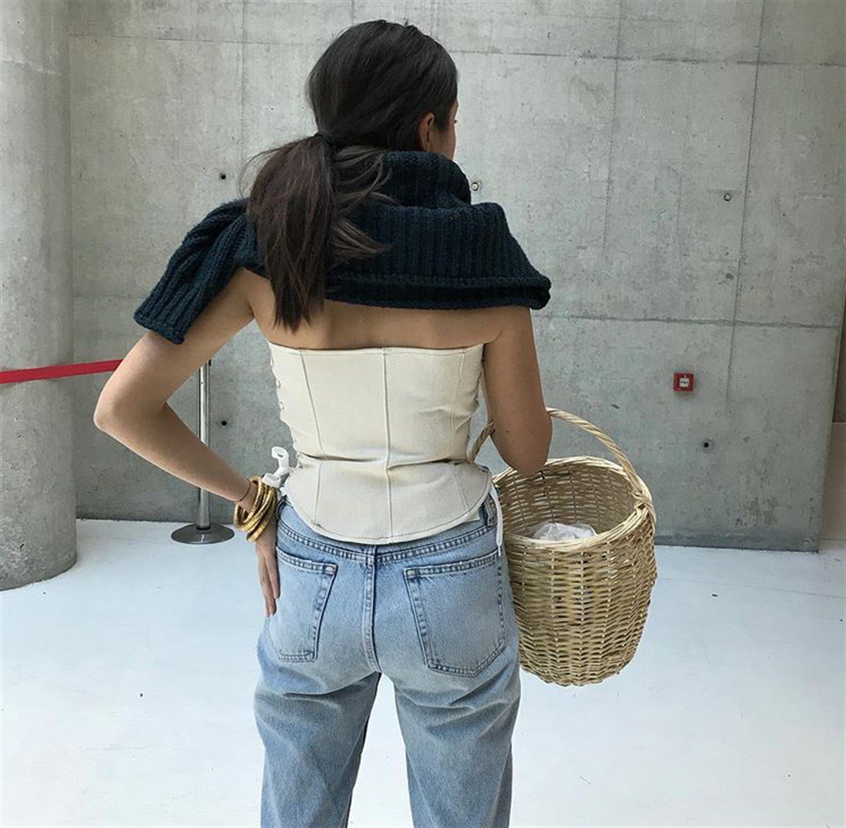 KETEN BASKI DÜĞMELİ KORSE
