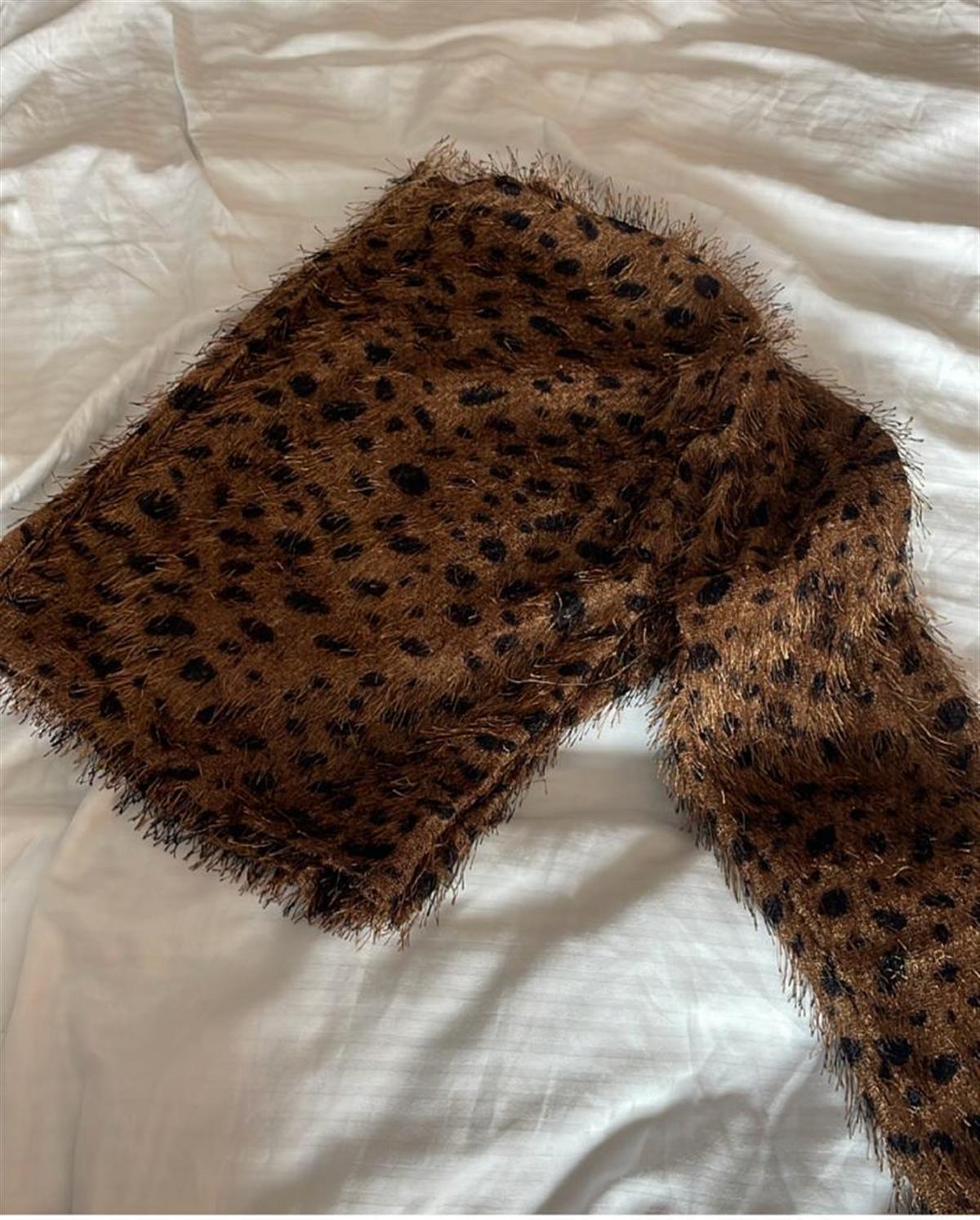 LEOPAR DESENLİ STRAPLES ÜST