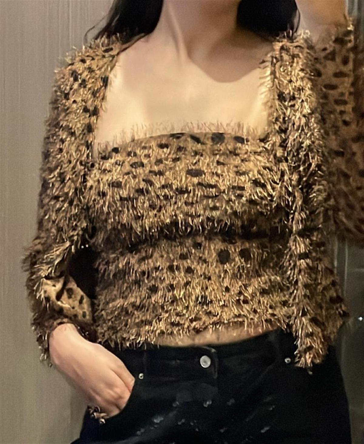 LEOPAR DESENLİ STRAPLES ÜST