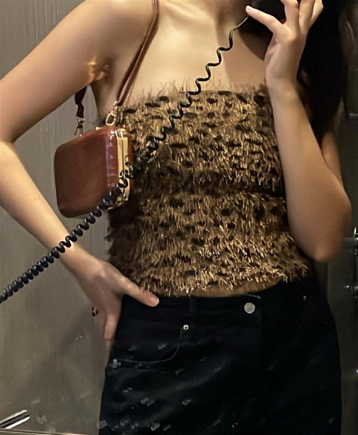 LEOPAR DESENLİ STRAPLES ÜST