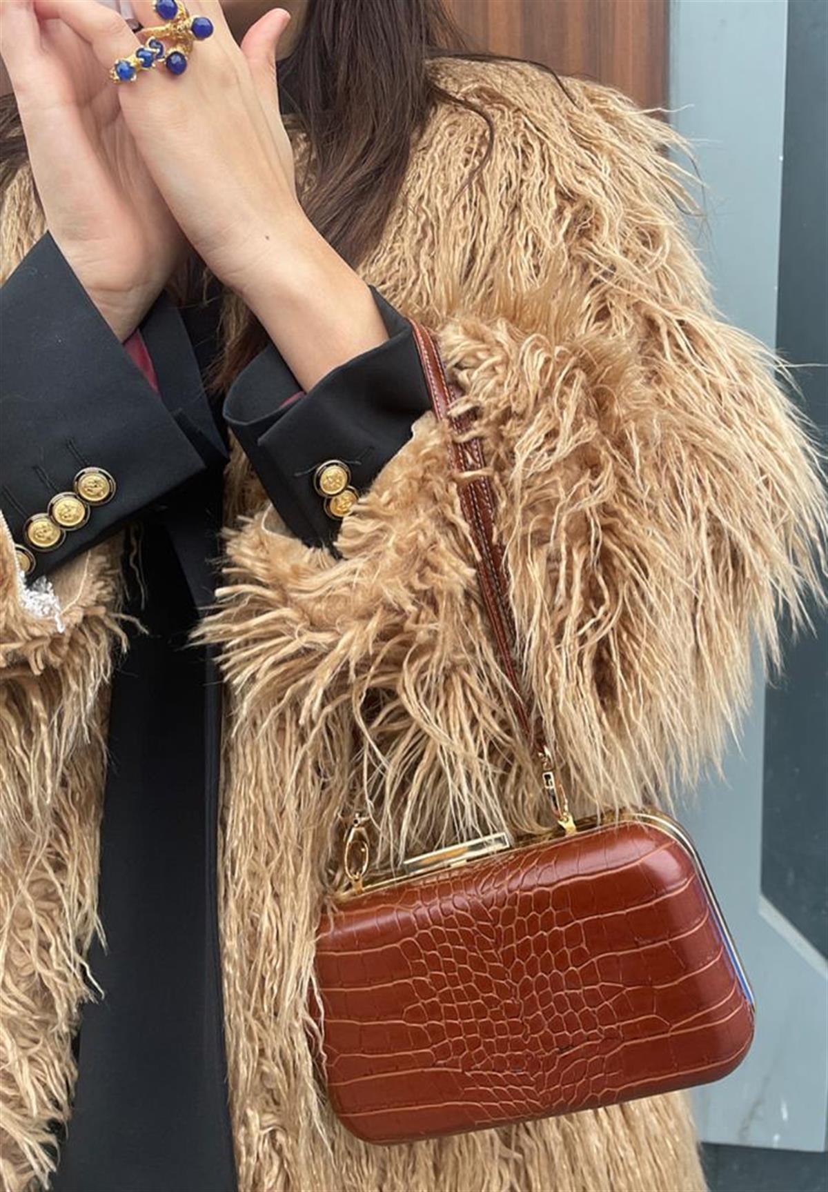 MİNİ KROKODİL CLUTCH ÇANTA