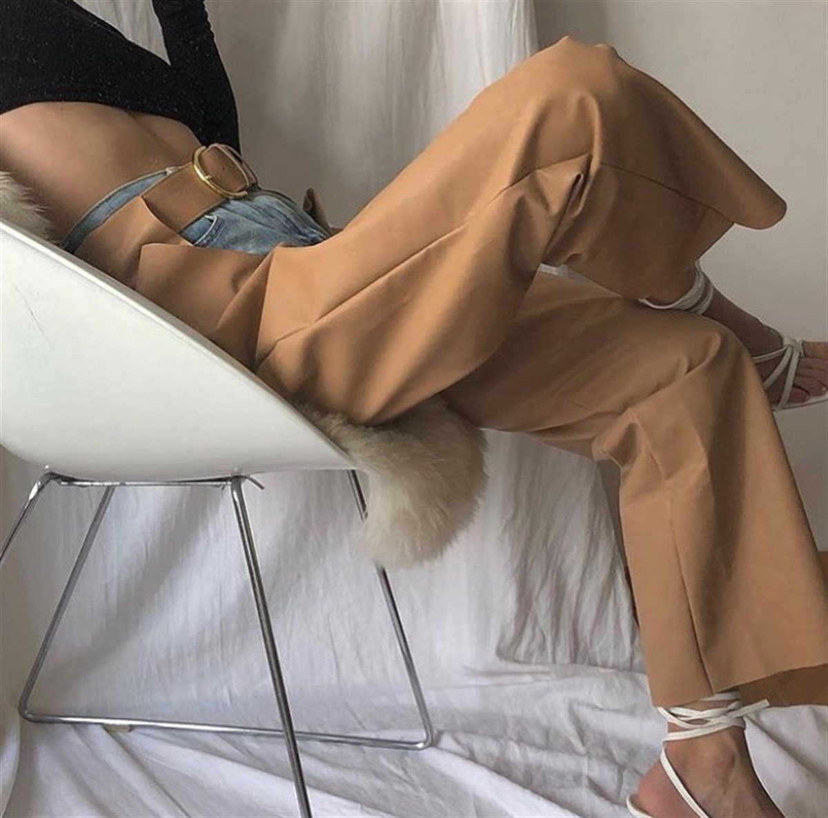 NUDE VEGAN DERİ CHAPS PANTOLON
