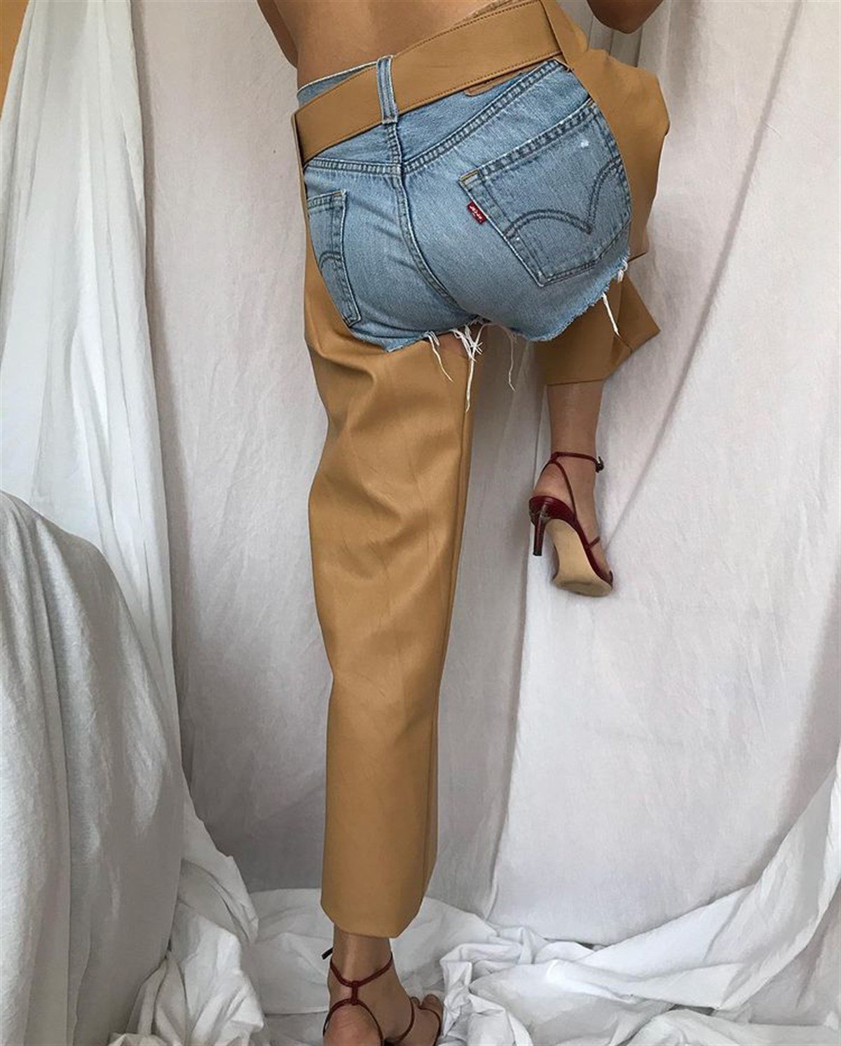 NUDE VEGAN DERİ CHAPS PANTOLON