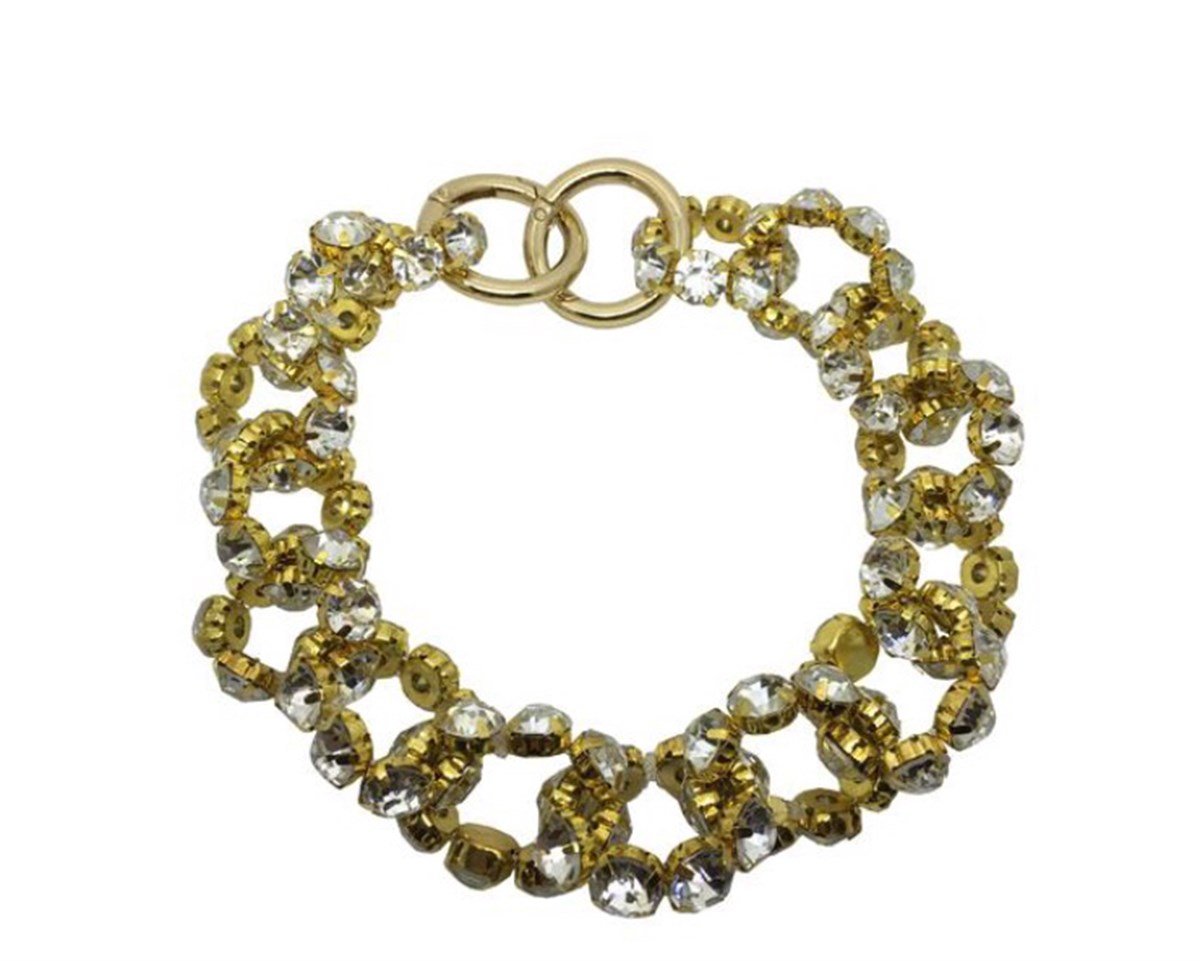 SILVER-GOLD HALKALI KRİSTAL  KOLYE