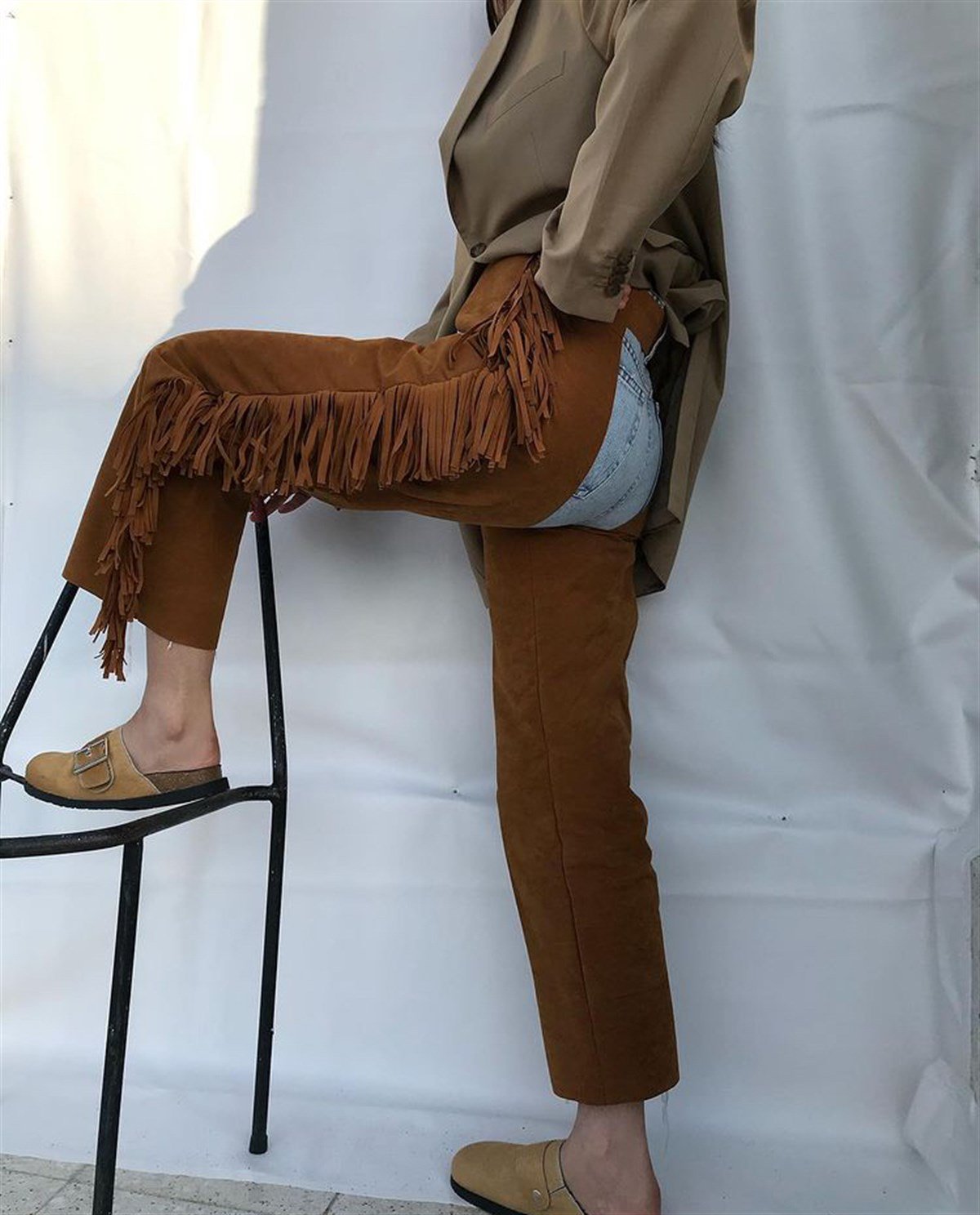 TABA SÜET PÜSKÜLLÜ CHAPS PANTOLON