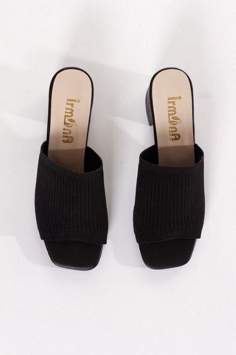 Angel Siyah Triko 5 cm Ökçe Terlik