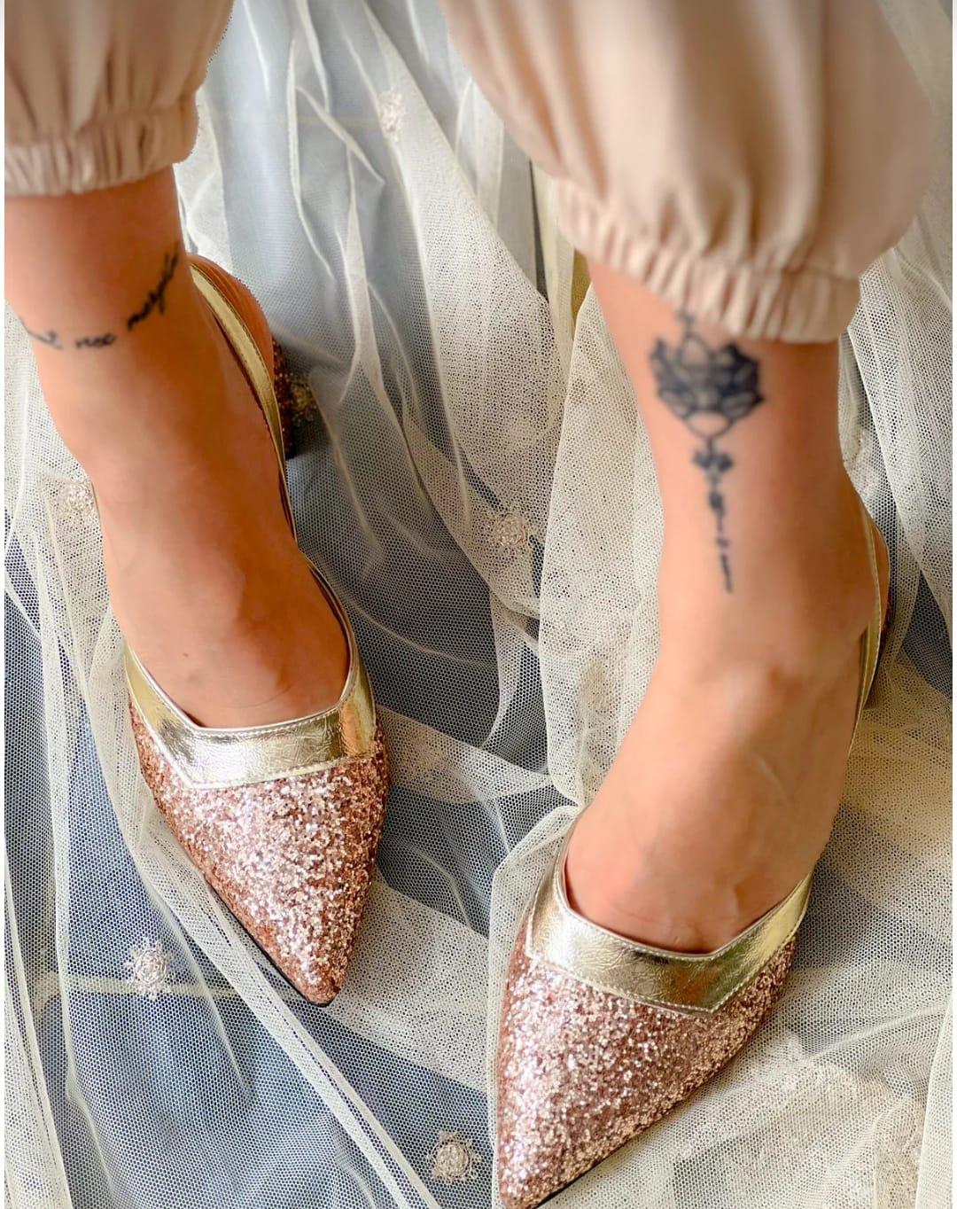 AVA ROSE GOLD TAŞLI TOPUKLU SANDALET