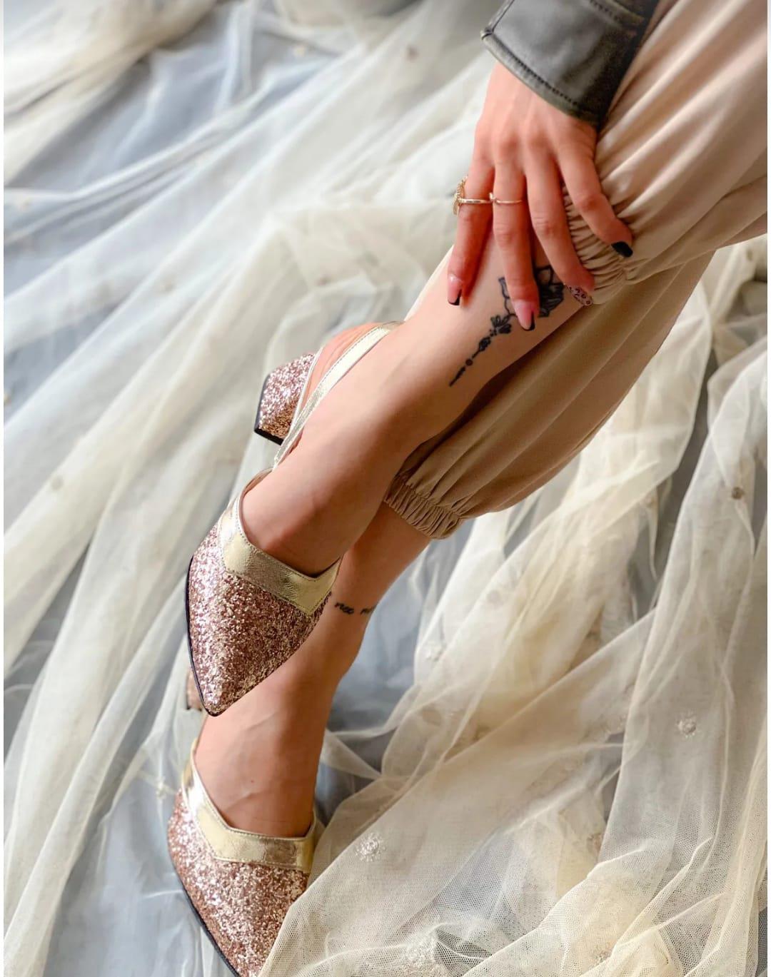 AVA ROSE GOLD TAŞLI TOPUKLU SANDALET