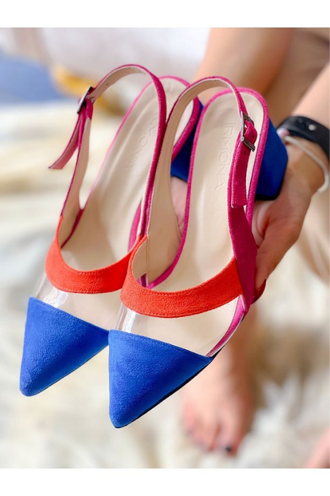 COLOR FUSYA SAKS ORANGE COK RENKLİ SEFFAF DETAYLI SANDALET