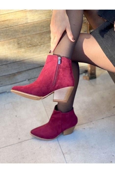 DALİDA BORDO SÜET DALLAS WESTERN MİNİ BOT