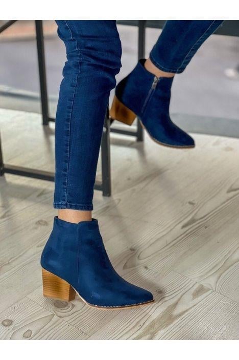 DALİDA LACİVERT SÜET DALLAS WESTERN MİNİ BOT