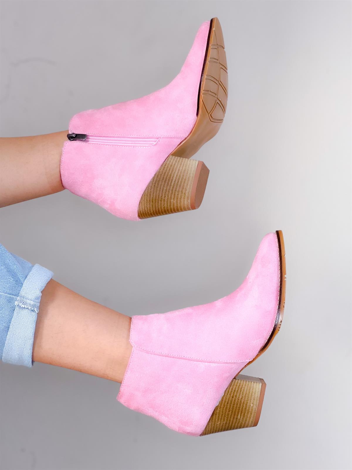 DALİDA PEMBE SÜET DALLAS WESTERN MİNİ BOT