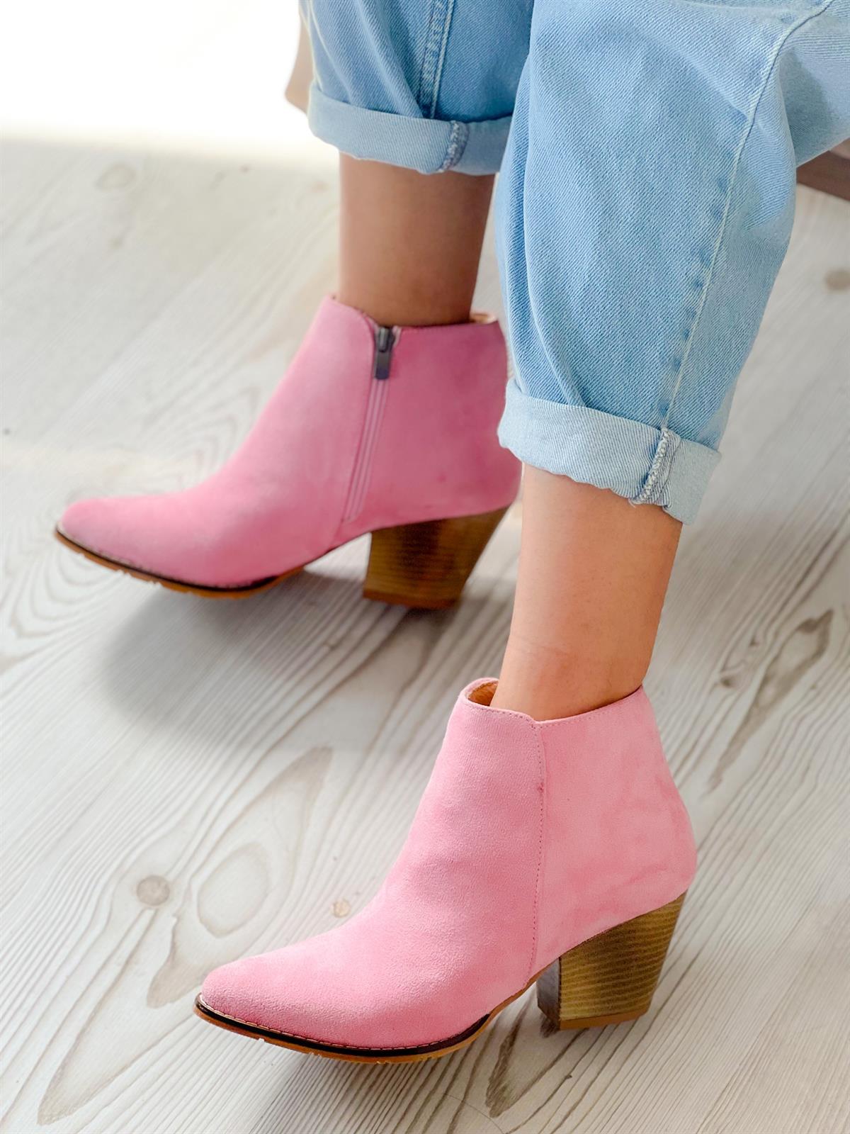 DALİDA PEMBE SÜET DALLAS WESTERN MİNİ BOT