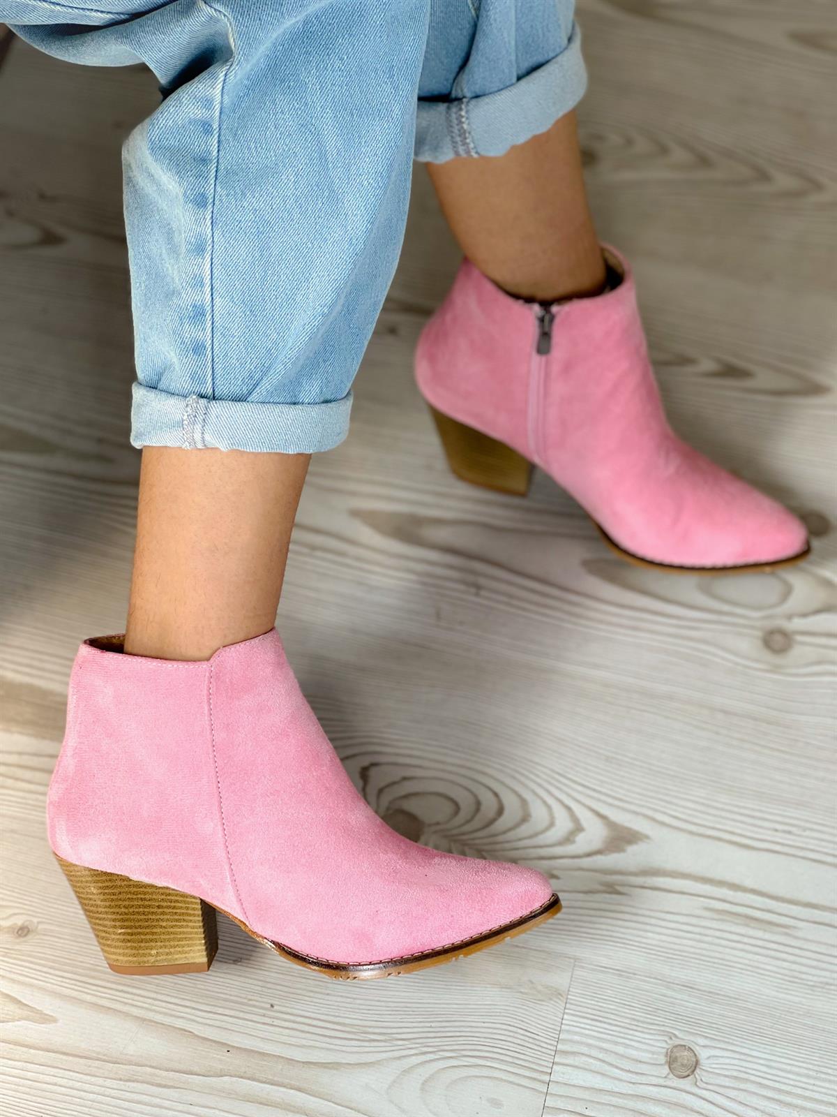 DALİDA PEMBE SÜET DALLAS WESTERN MİNİ BOT