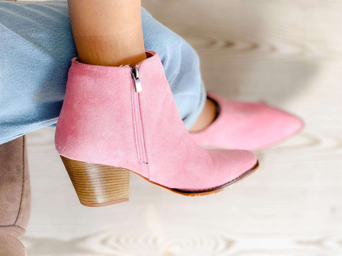 DALİDA PEMBE SÜET DALLAS WESTERN MİNİ BOT