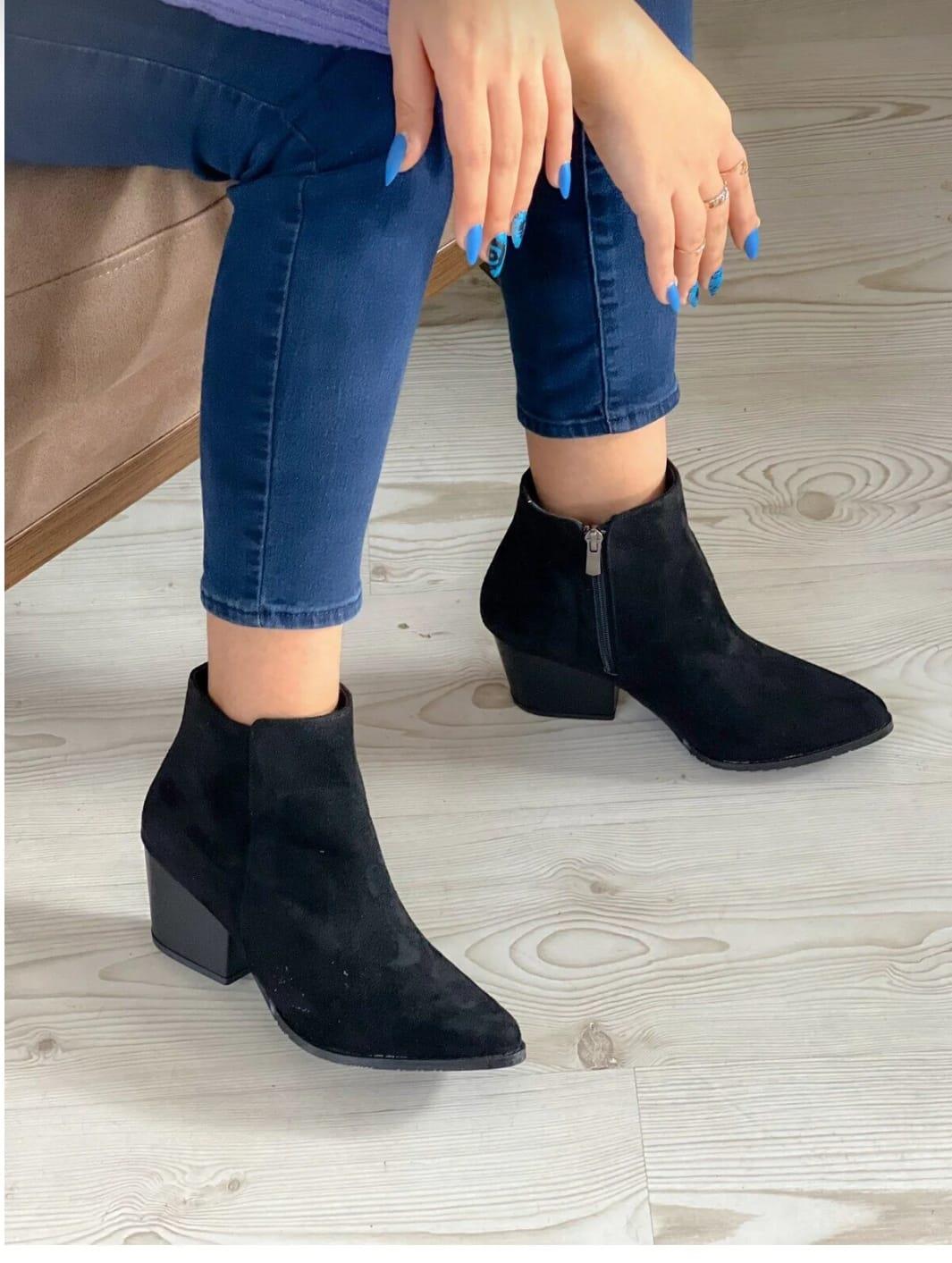 DALİDA SİYAH SÜET DALLAS WESTERN MİNİ BOT