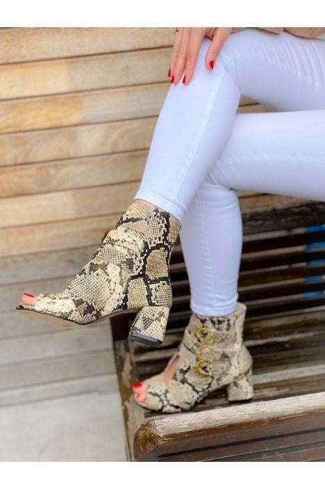 ELLAS BEJ YILAN DERİSİ TOKALI YAZLIK BOT SANDALET