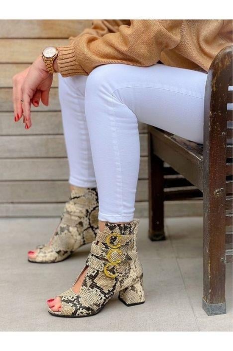 ELLAS BEJ YILAN DERİSİ TOKALI YAZLIK BOT SANDALET