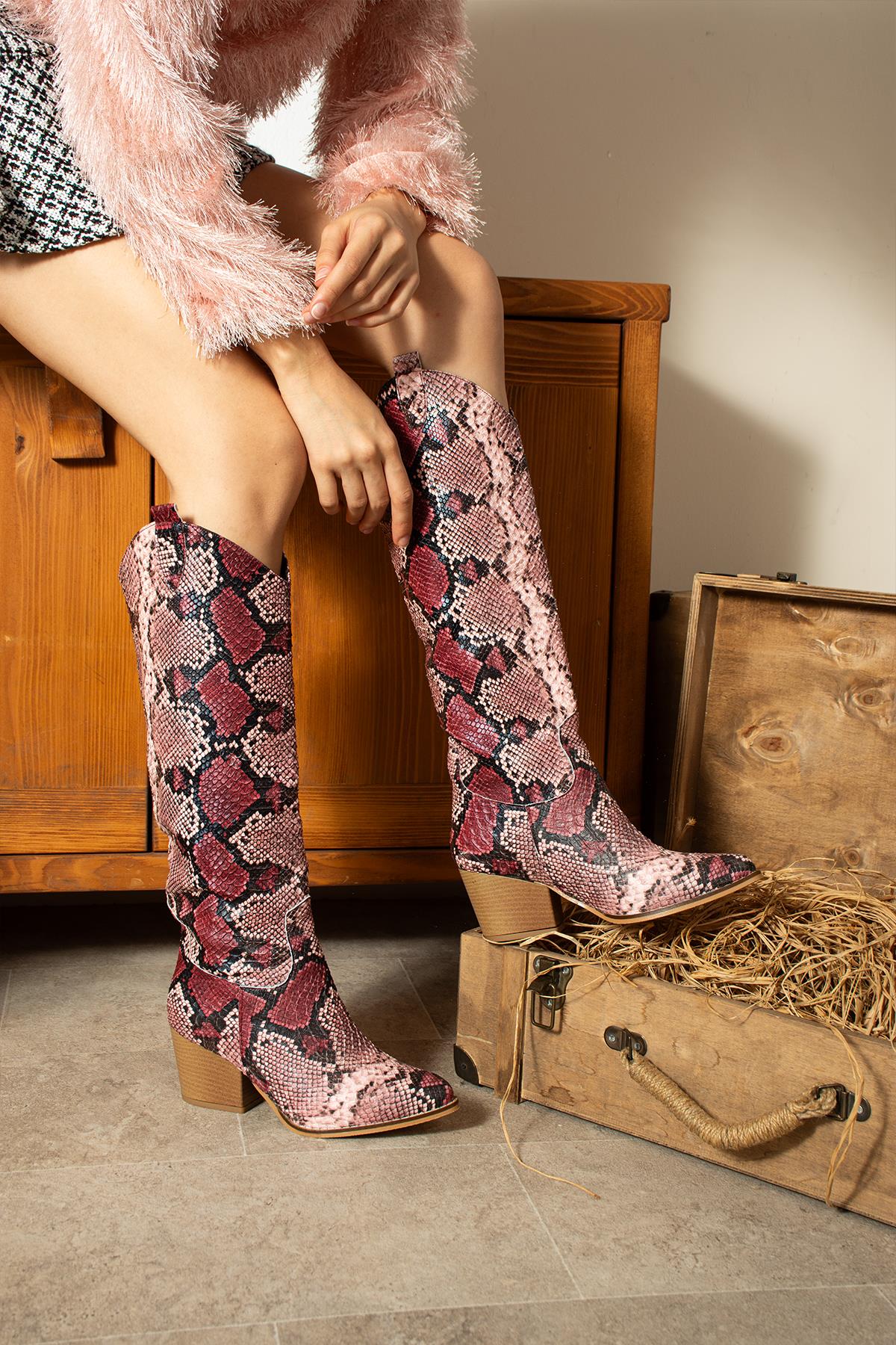 FOLLY BORDO YILAN DERİSİ DALLAS DİZALTI ÇİZME