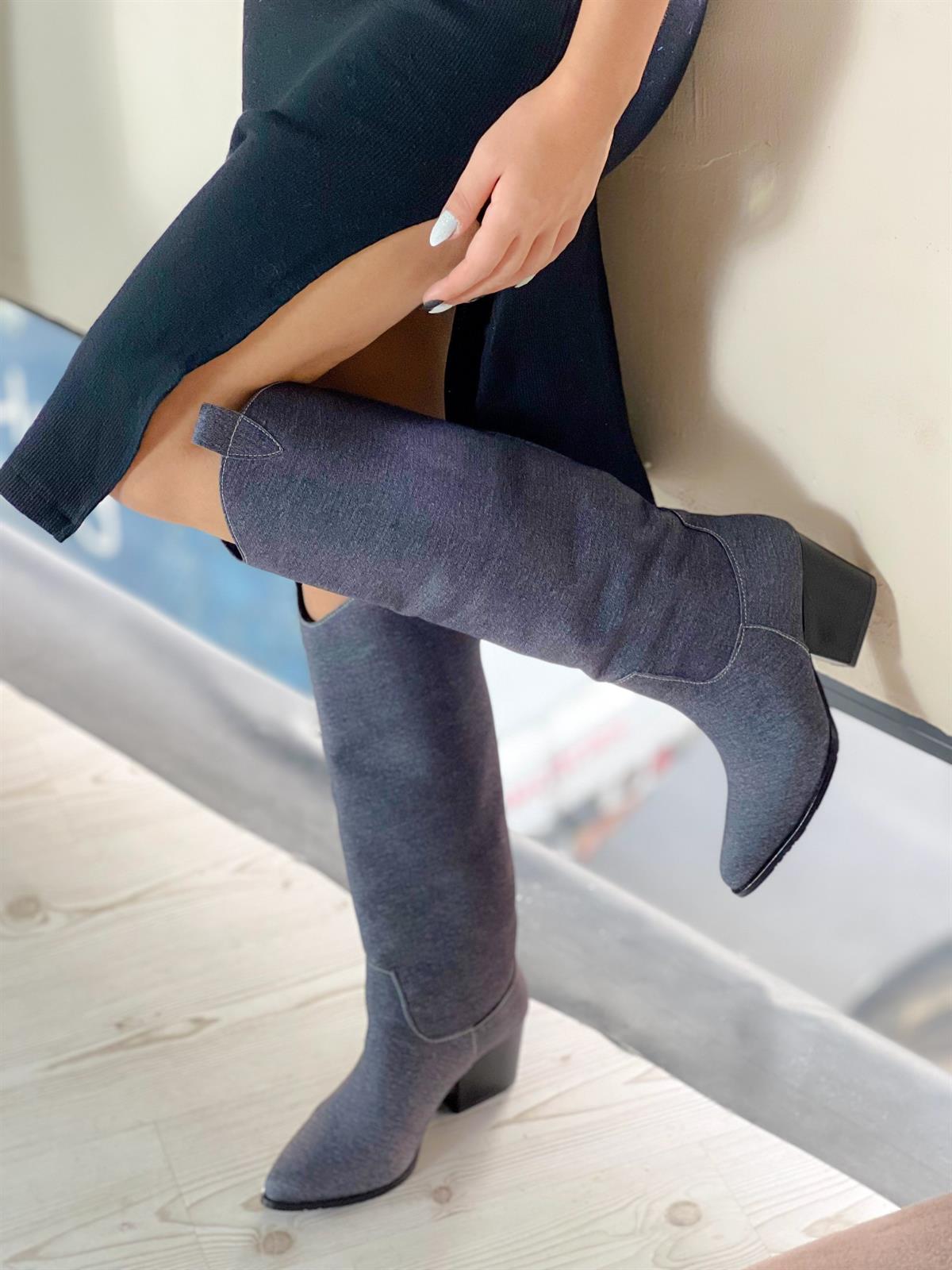 FOLLY FÜME JEAN KOT DALLAS DİZALTI ÇİZME