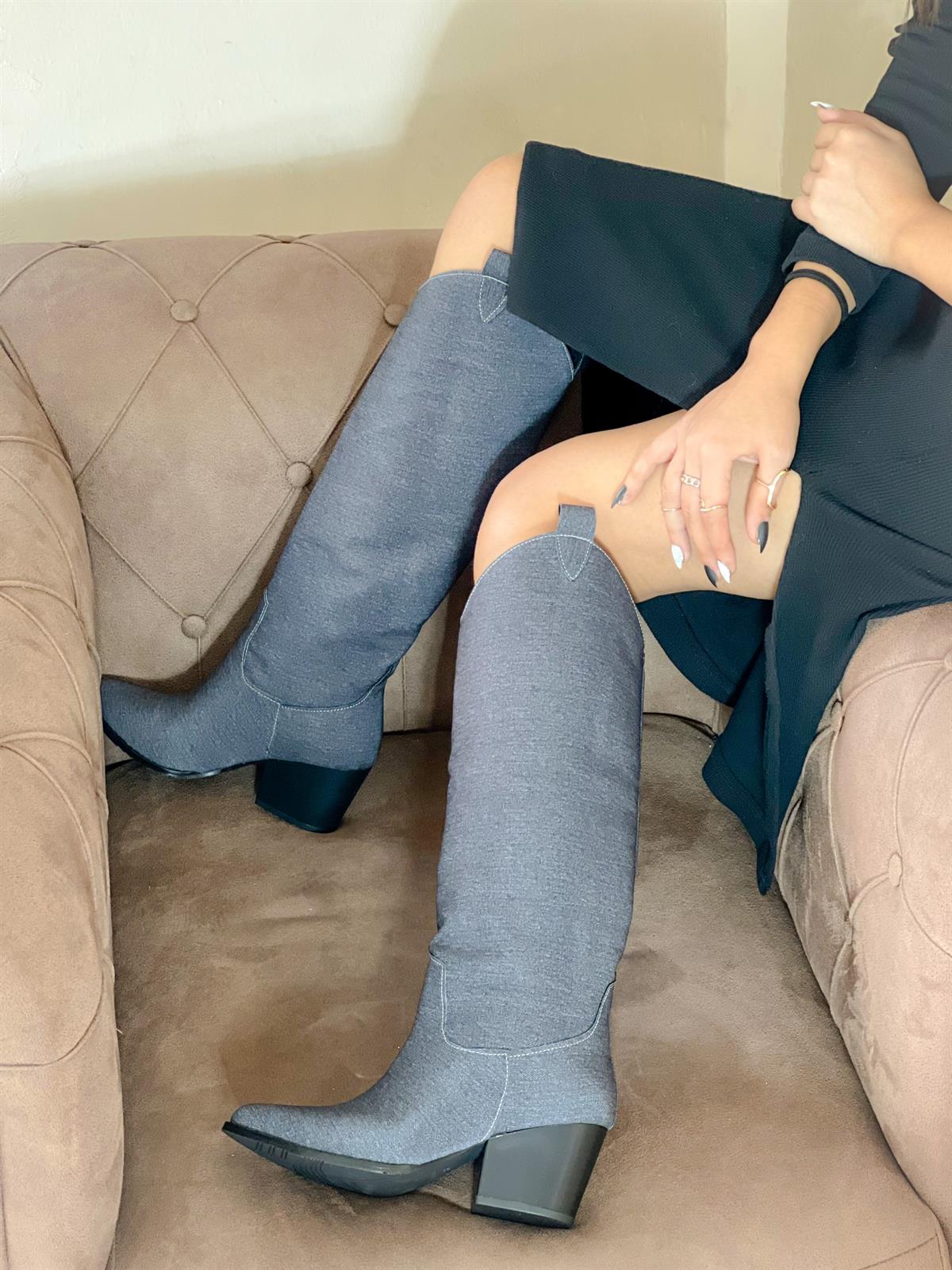 FOLLY FÜME JEAN KOT DALLAS DİZALTI ÇİZME