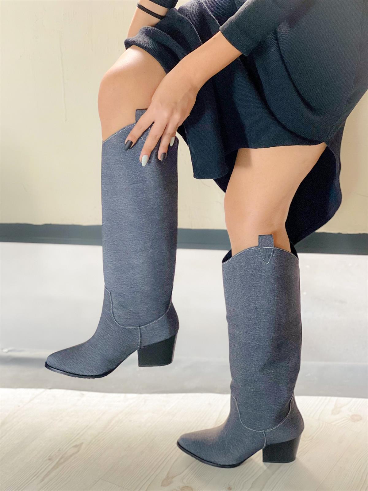 FOLLY FÜME JEAN KOT DALLAS DİZALTI ÇİZME