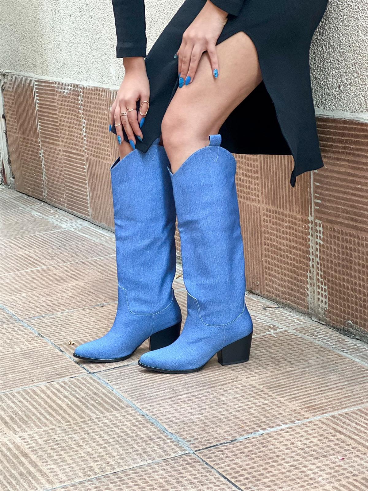 FOLLY JEAN KOT MAVİ DALLAS DİZALTI ÇİZME