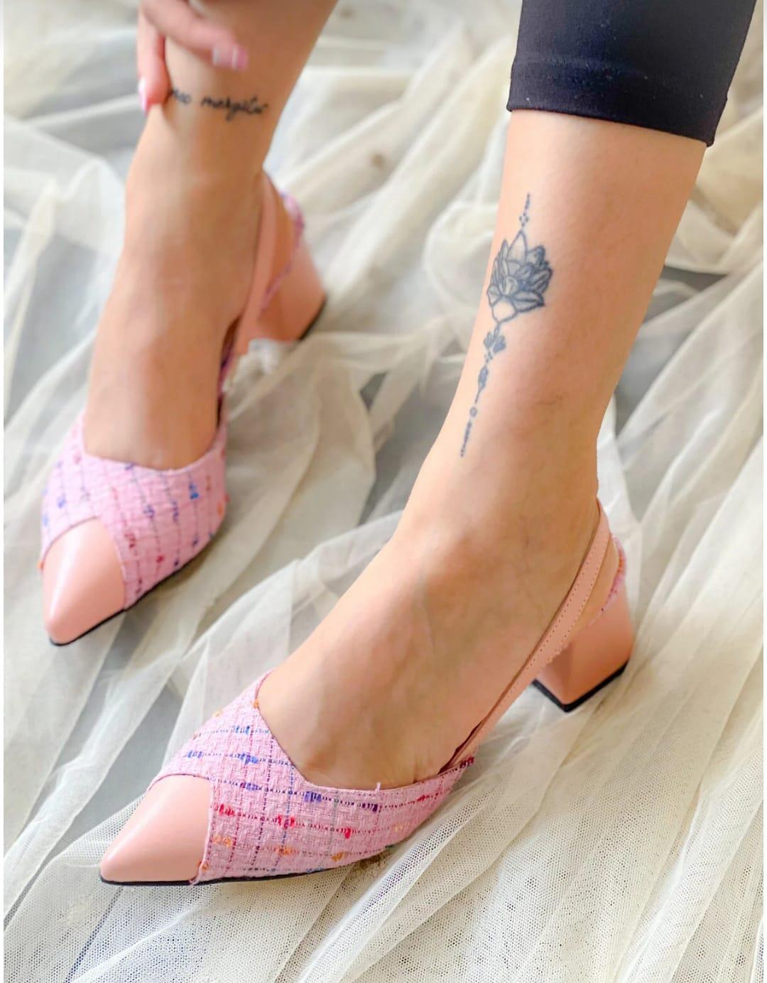 irmona ALBA PEMBE TRUF KUMAS TOPUKLU SANDALET AYAKKABI