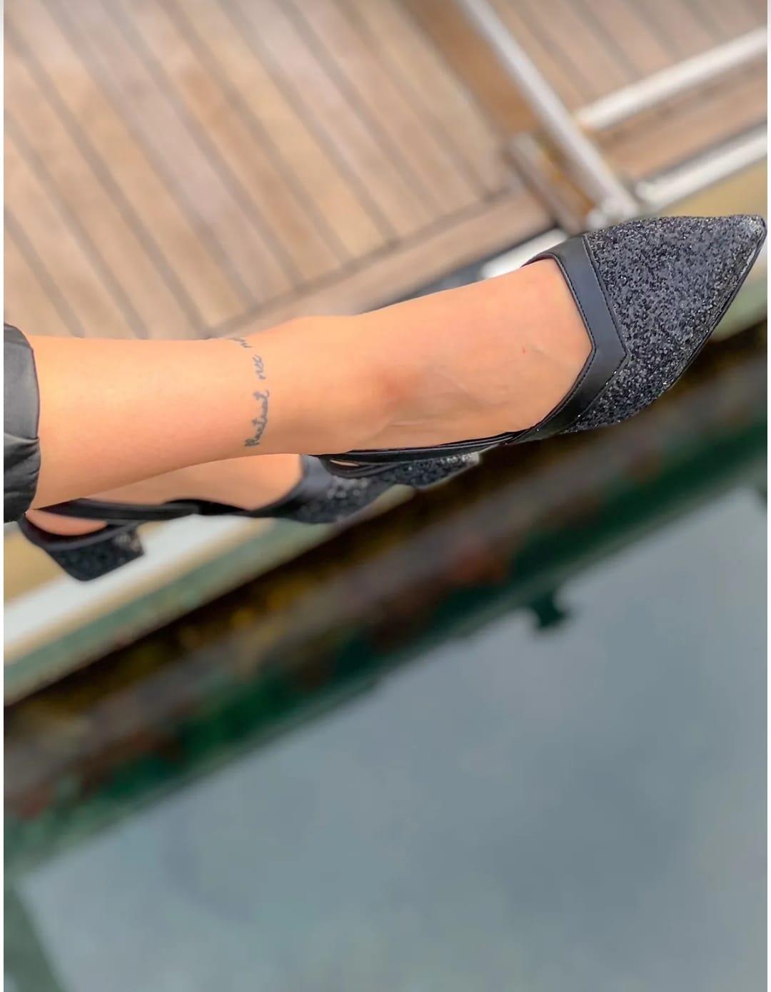 irmona AVA SİYAH TAŞLI TOPUKLU SANDALET