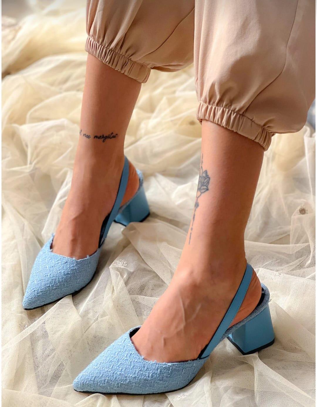 irmona BERİR BEBEK MAVİ TRUF KUMAS BANTLI TOPUKLU SANDALET