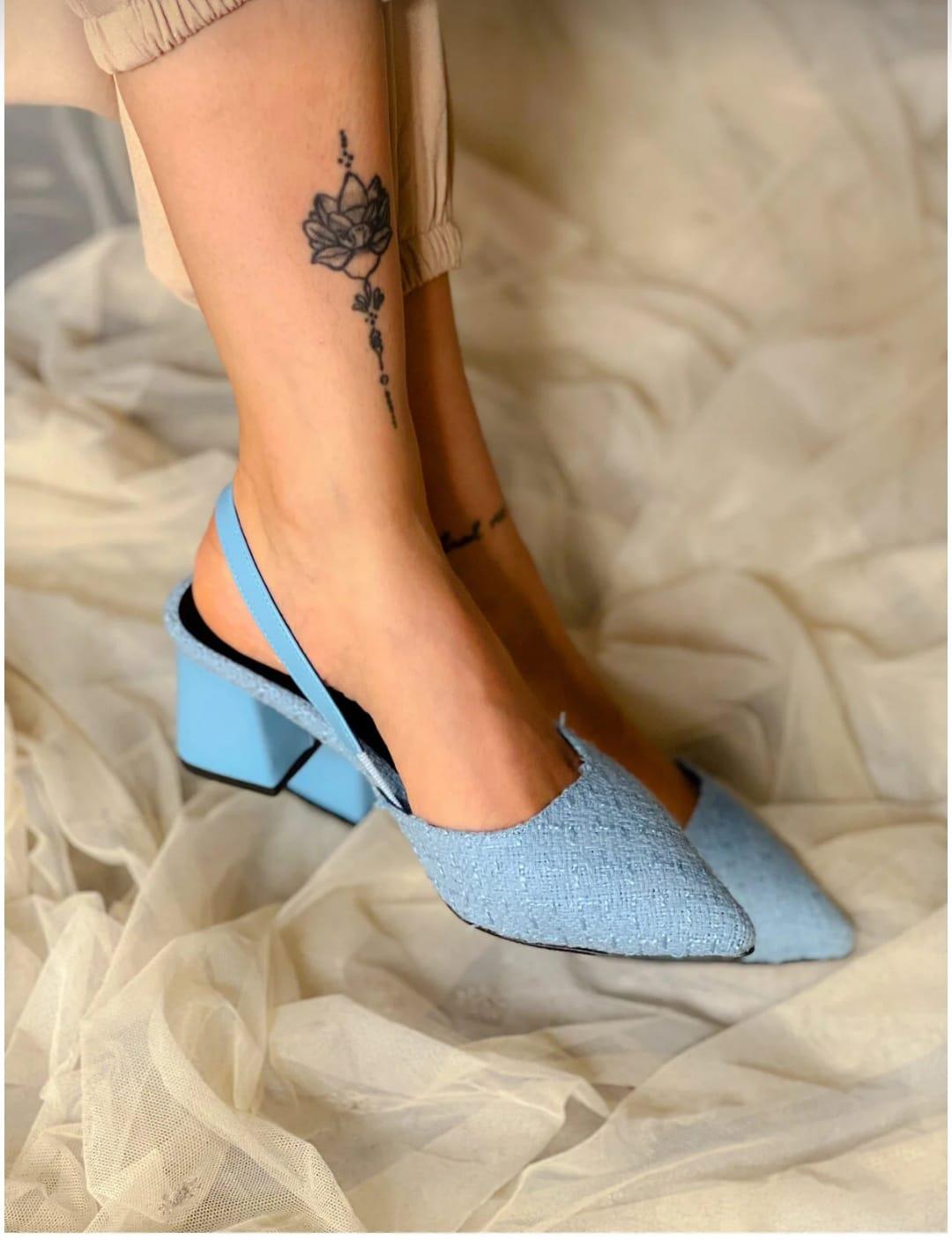 irmona BERİR BEBEK MAVİ TRUF KUMAS BANTLI TOPUKLU SANDALET