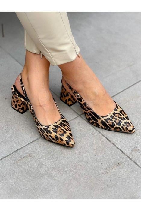 MARİA LEOPAR DERİ TOPUKLU SANDALET AYAKKABI